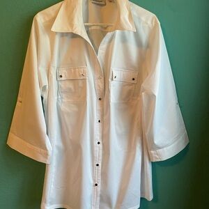 Avenue White Button Down Shirt for Women
